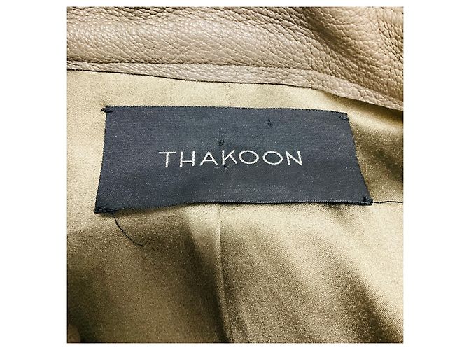 Thakoon Jacke aus Lammleder in Taupe mit grauem Wollstrick-Besatz Mehrfarben - Ansicht 4