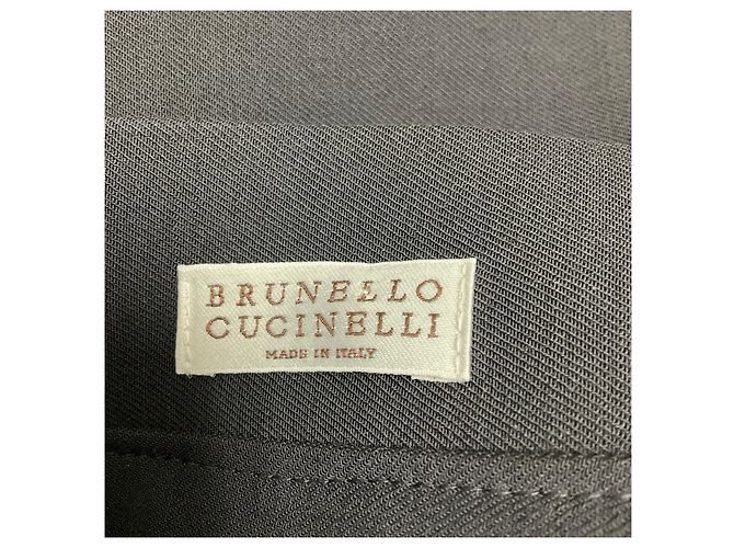 Falda midi Brunello Cucinelli de lana y viscosa gris oscuro - vista 4