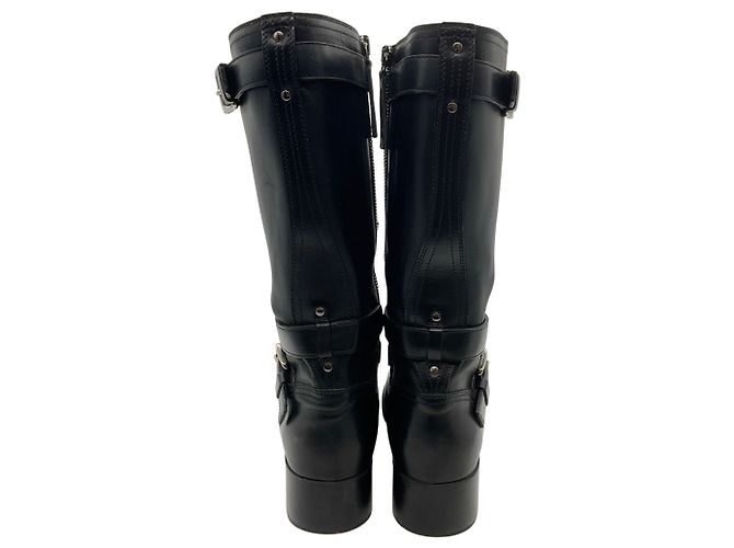Botas Moto con Cinturón de Piel Negra Prada Negro - vista 5