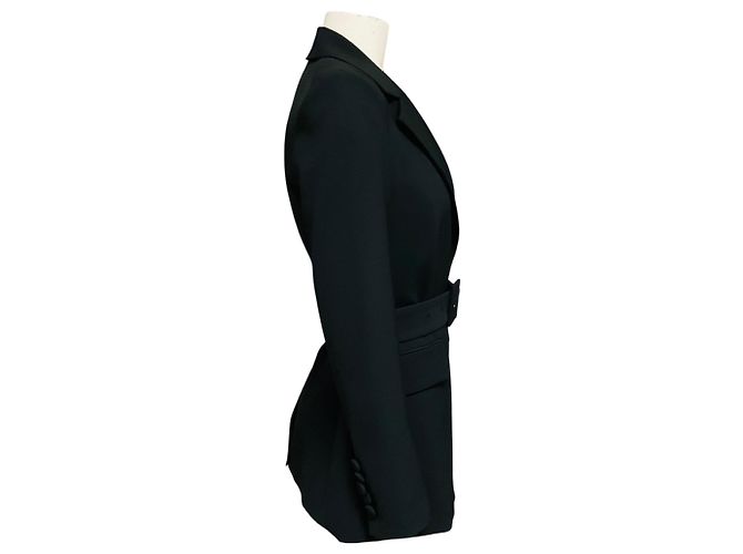 Veronica Beard Black Two Button Crepe Blazer with Belt - view 2