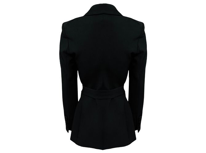 Veronica Beard Black Two Button Crepe Blazer with Belt - view 3