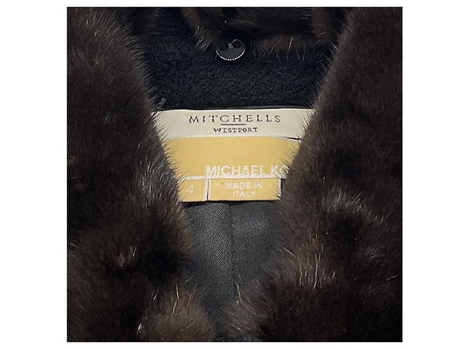 Traje de bouclé negro Michael Kors Collection con cuello de visón desmontable - vista 4