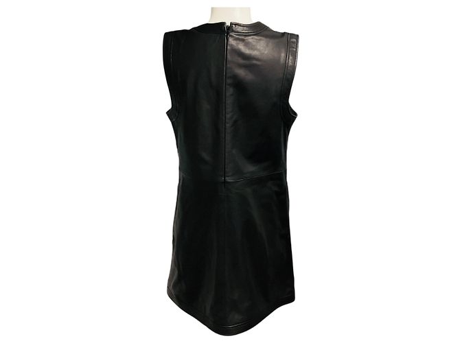 Autre Marque Frame Black ärmelloses Lammlederkleid mit Knopfleiste Schwarz - Ansicht 3