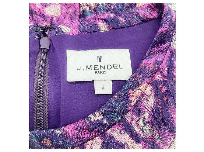 Autre Marque Vestido sin mangas de seda Purple / Teal J. Mendel Púrpura - vista 4