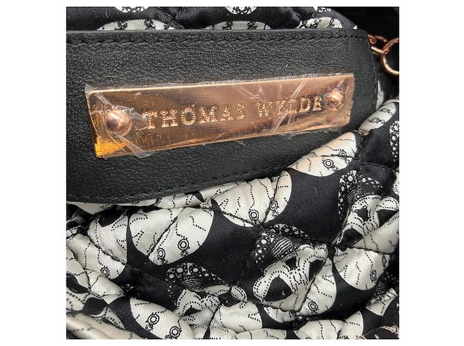 Clutch Thomas Wylde Black Day of the Dead Punk Leather Rose Gold Skull Stud Nero - vista 7