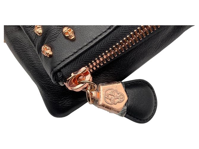 Clutch Thomas Wylde Black Day of the Dead Punk Leather Rose Gold Skull Stud Nero - vista 8