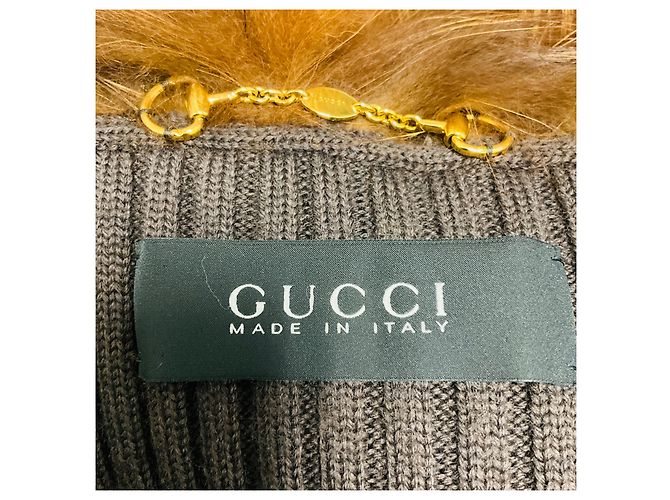 Colete de malha em lã e pele de raposa castanho Gucci Marrom - vista 4