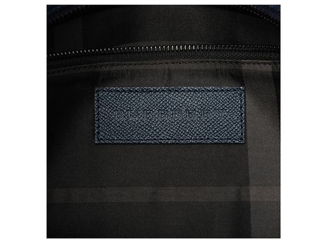 Borsa business Burberry in pelle di vitello blu - vista 5