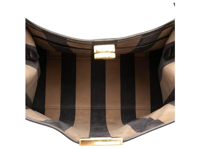 Borsa Satchel Peekaboo X Lite Medium in vitello nero Fendi - vista 4