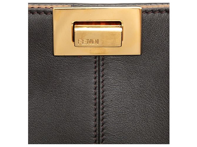 Borsa Satchel Peekaboo X Lite Medium in vitello nero Fendi - vista 5