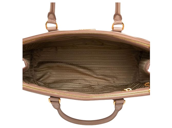 Prada Medium Saffiano Lux Galleria Double Zip Satchel Beige - Ansicht 4