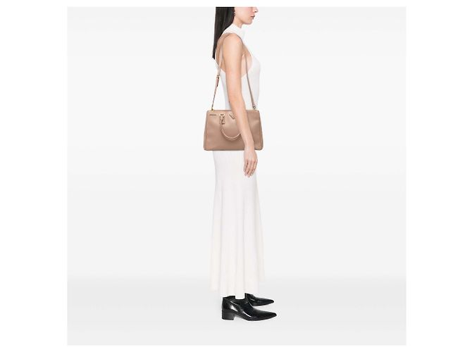 Prada Medium Saffiano Lux Galleria Double Zip Satchel Beige - Ansicht 6