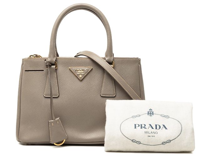 Bolso Prada Mini Saffiano Lux Galleria Double Zip Marrón Castaño - vista 8
