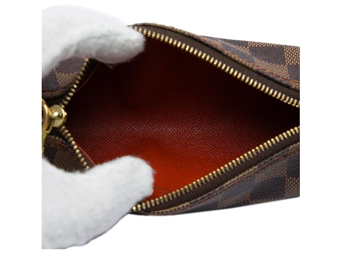 Borsa a mano Louis Vuitton Damier Ebene Papillon Pochette Marrone - vista 4