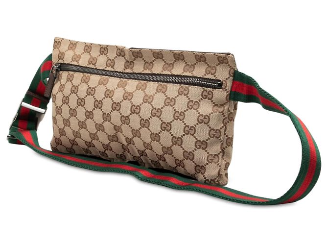 Borsa cintura Gucci GG Canvas Web beige con doppia tasca - vista 2
