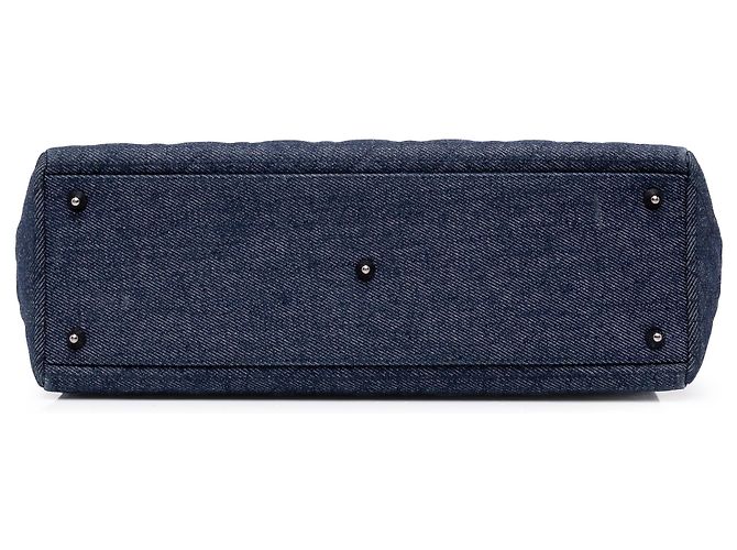 Autre Marque Borsa Lady Dior Satchel Large in denim blu Cannage - vista 3