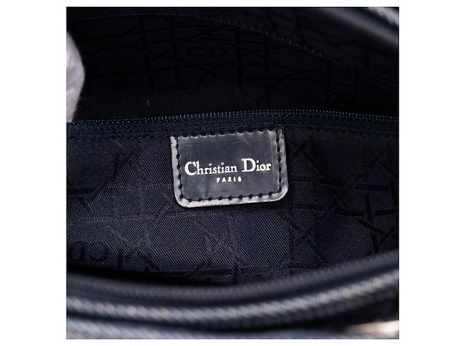 Autre Marque Borsa Lady Dior Satchel Large in denim blu Cannage - vista 5