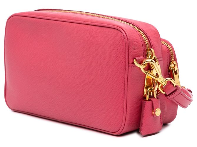 Sac Camera Prada Saffiano à double zip Rose - vue 2