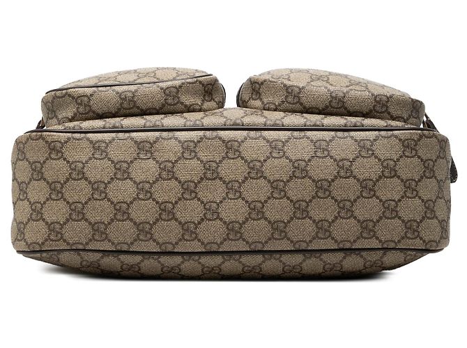 Borsa a tracolla Gucci GG Supreme con doppia tasca Beige - vista 3