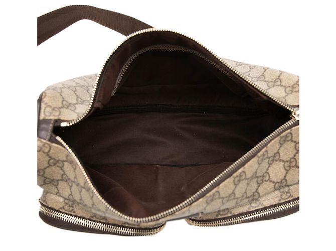 Borsa a tracolla Gucci GG Supreme con doppia tasca Beige - vista 4