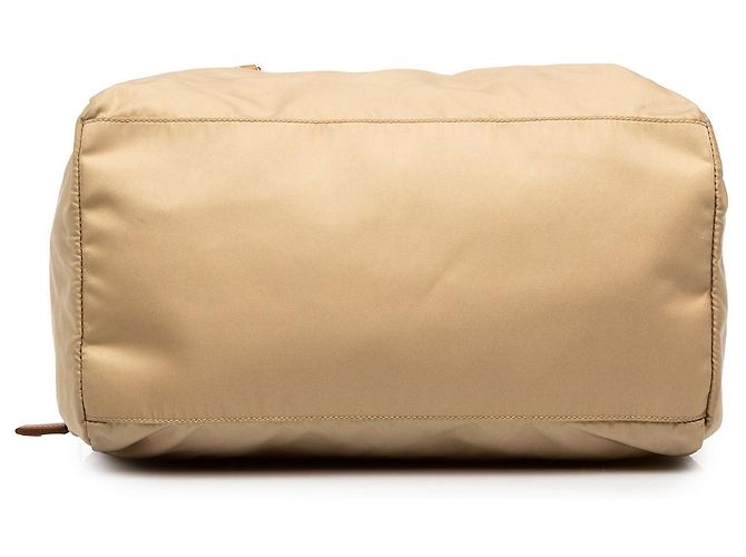 Borsa Boston Prada in Tessuto con rifiniture in Saffiano Beige - vista 3