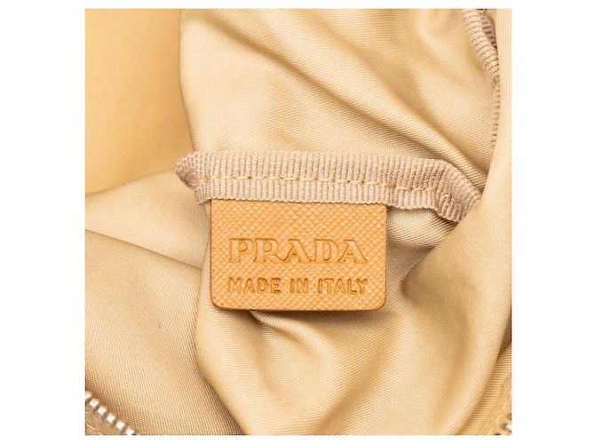 Borsa Boston Prada in Tessuto con rifiniture in Saffiano Beige - vista 5