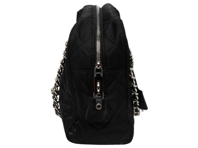 Black Prada Impuntu Tessuto Chain Shoulder Bag - view 7