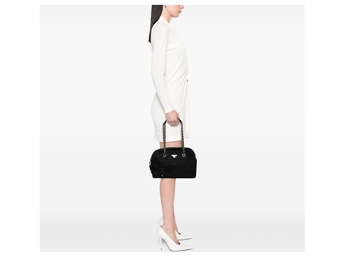 Black Prada Impuntu Tessuto Chain Shoulder Bag - view 8