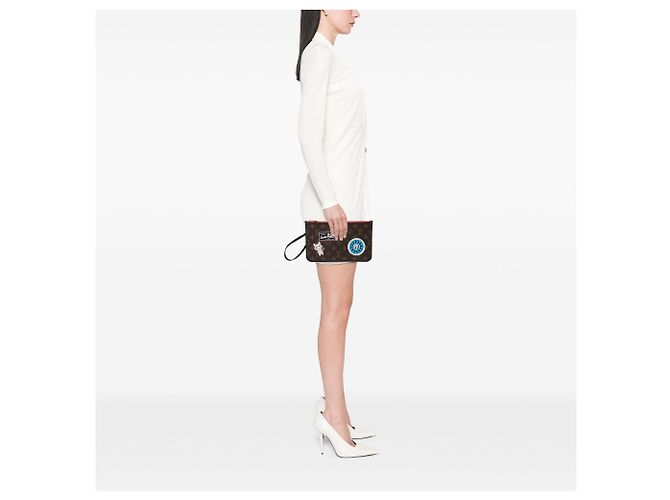 Louis Vuitton Monogram Catogram Neverfull MM braune Clutch-Tasche - Ansicht 6