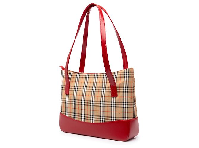 Borsa Tote Burberry Haymarket Check Canvas Beige - vista 2