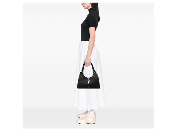 Borsa a tracolla Gucci GG Canvas Jackie Bardot Nera Nero - vista 7