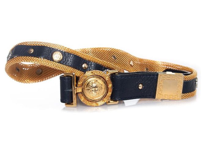 Gianni Versace, Medusa Taillengürtel aus Kette und Leder Schwarz - Ansicht 2