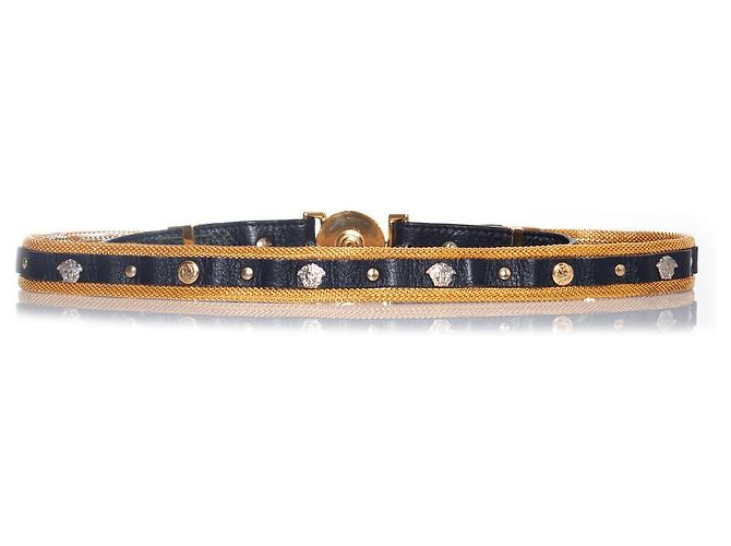 Gianni Versace, Medusa Taillengürtel aus Kette und Leder Schwarz - Ansicht 3