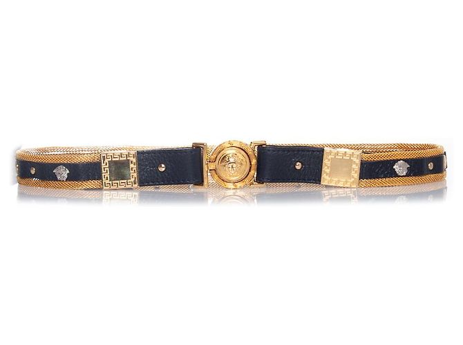 Gianni Versace, Medusa Taillengürtel aus Kette und Leder Schwarz - Ansicht 4