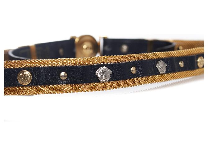 Gianni Versace, Medusa Taillengürtel aus Kette und Leder Schwarz - Ansicht 5