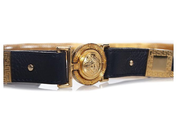 Gianni Versace, Medusa Taillengürtel aus Kette und Leder Schwarz - Ansicht 6