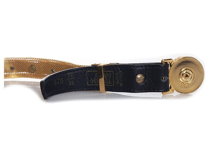 Gianni Versace, Medusa Taillengürtel aus Kette und Leder Schwarz - Ansicht 7