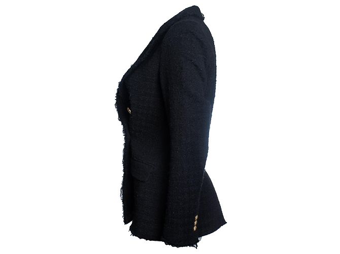Autre Marque FRAME, black double breasted tweed jacket - view 2