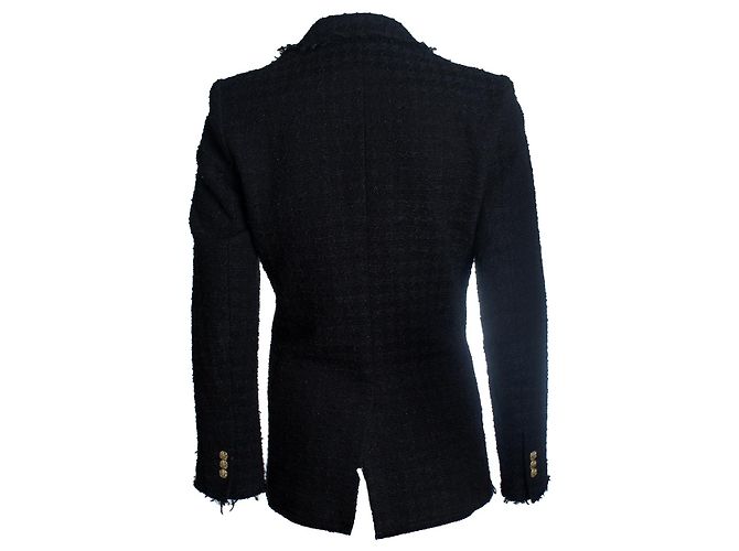 Autre Marque FRAME, black double breasted tweed jacket - view 3