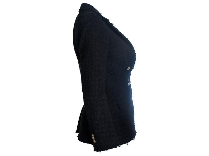 Autre Marque FRAME, black double breasted tweed jacket - view 4
