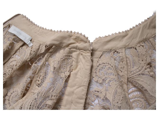 Autre Marque Zimmermann, vestido mini de renda Waverly em bege - vista 8
