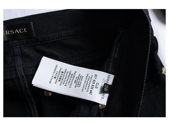 Versace, jeans a cinque tasche in cotone stretch nero - vista 5
