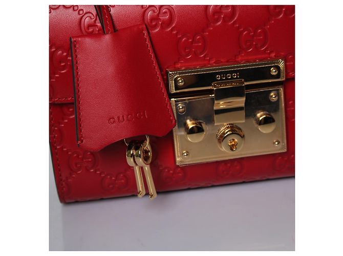 Padlock Gucci, borsa con lucchetto stampata GG in pelle rossa Rosso - vista 10