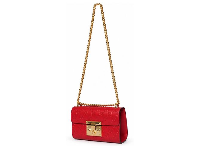 Padlock Gucci, borsa con lucchetto stampata GG in pelle rossa Rosso - vista 5