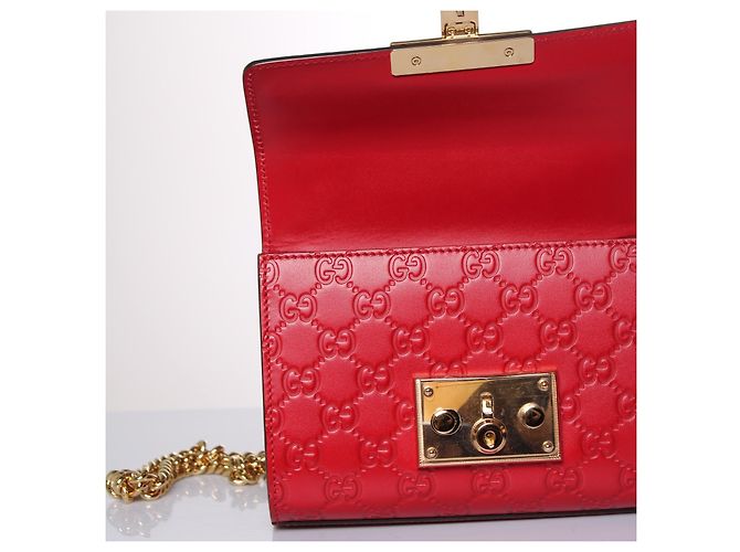Padlock Gucci, borsa con lucchetto stampata GG in pelle rossa Rosso - vista 8