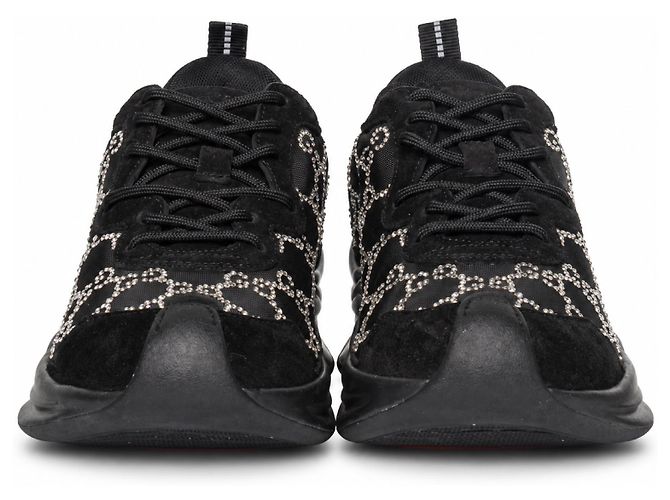 Gucci, sneaker in mesh con applicazioni di strass GG run Nero - vista 5