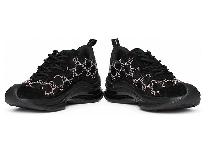 Gucci, sneaker in mesh con applicazioni di strass GG run Nero - vista 6