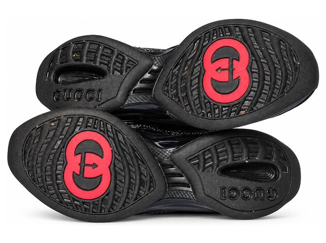 Gucci, sneaker in mesh con applicazioni di strass GG run Nero - vista 8
