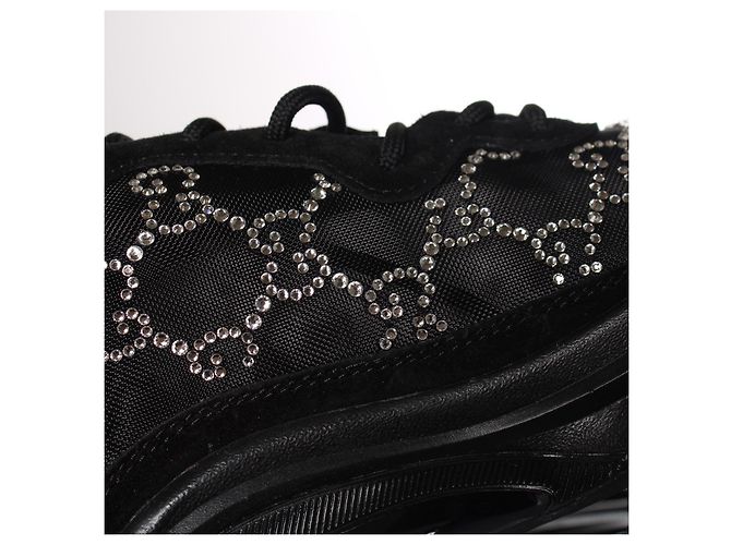 Gucci, sneaker in mesh con applicazioni di strass GG run Nero - vista 9