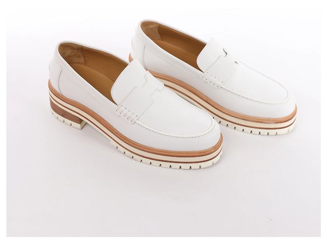 Hermès Ivy Leder-Loafer in White BR241141, Größe EU 38 Weiß - Ansicht 2